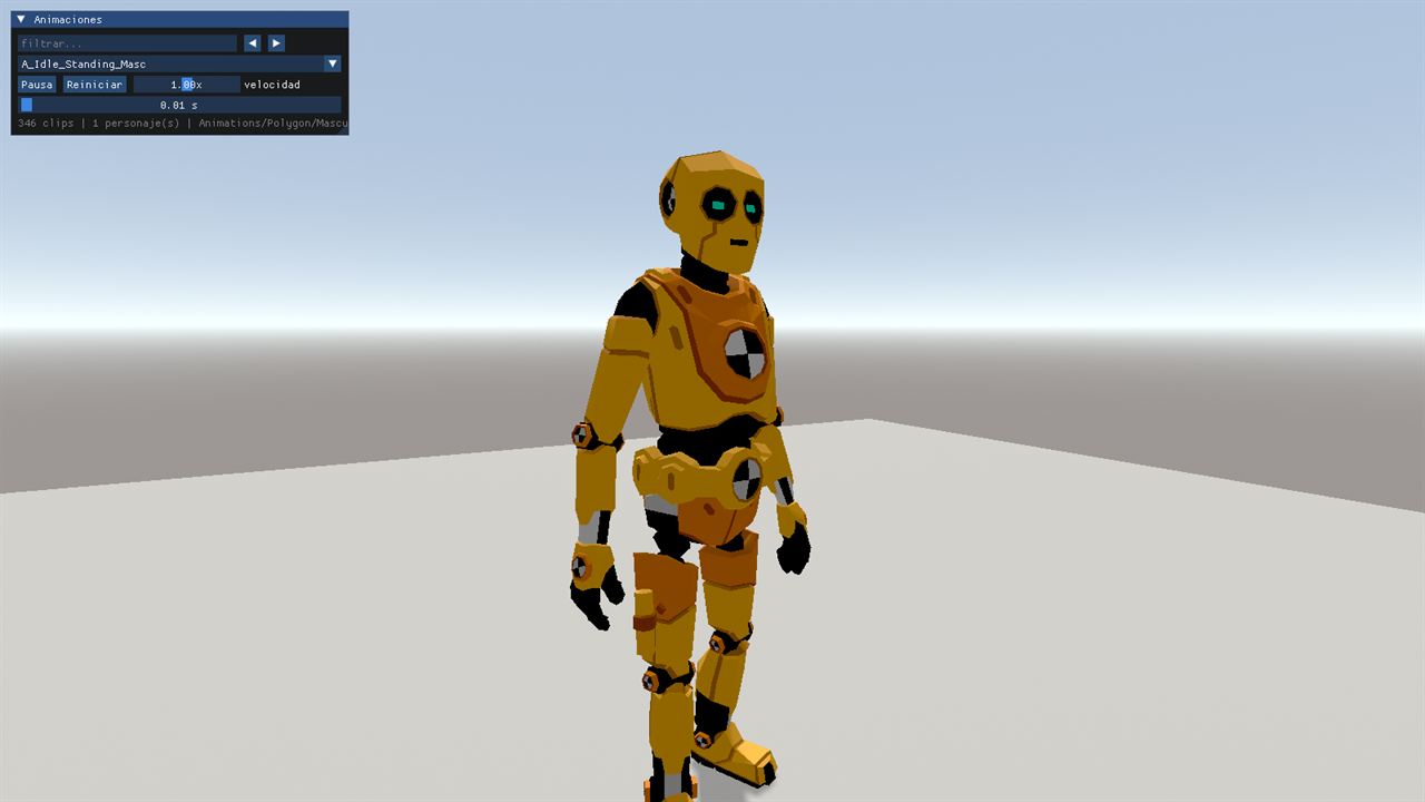 Skinned mannequin playing an animation clip