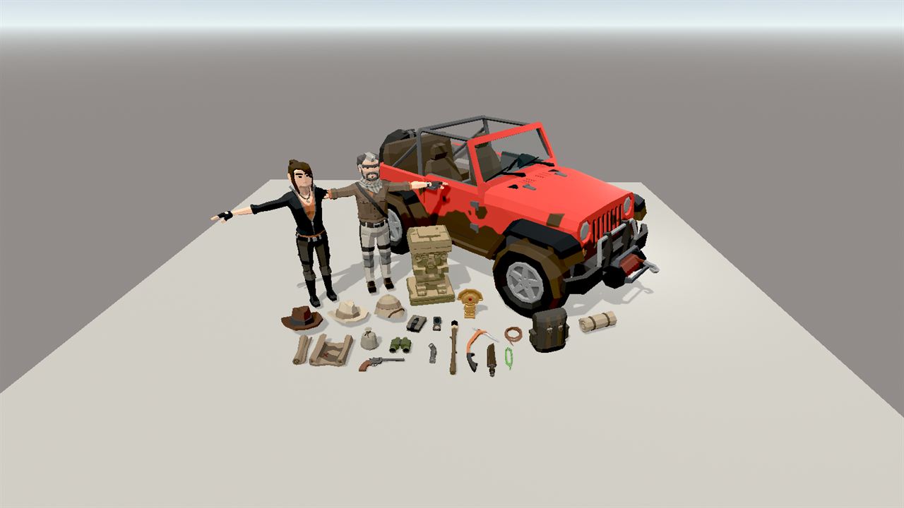 Characters and a vehicle imported from a Godot scene