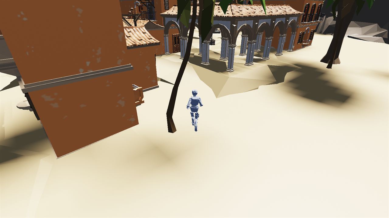 Character running, driven by root motion extracted from the clip